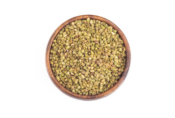 Organic Heap of dried thyme seeds on a background.