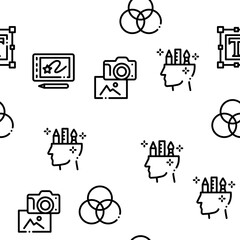 Graphic Design And Creativity Seamless Pattern Vector Thin Line. Illustrations