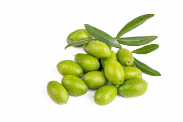 Green olive on the white background
