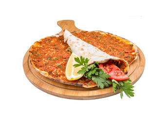 Traditional delicious Turkish foods; Turkish pizza; Lahmacun