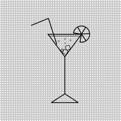 Martini cocktail glass clipart. Outline and transparent vector illustration. Transparent background.