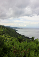 Pico island, view over the coast, Atlantic ocean, travel destination, Azores.