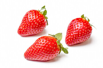Fresh organic strawberries on a white background