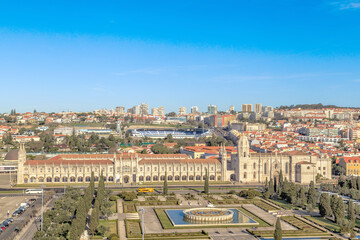 Fototapeta na wymiar Aerial view of Mosteiro dos Jeronimos, Lisbon, Portugal.