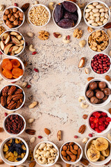 Nuts and dried fruits assortment.