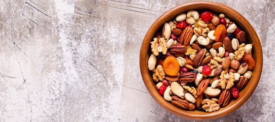Healthy Snack of Nuts and Dried Fruit