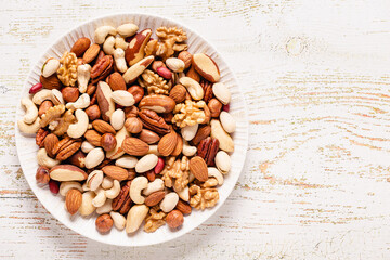 Various nuts on a plate