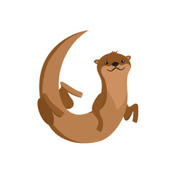 Vector set with cartoon brown otter swimming isolated on white - 410622710