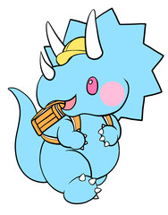 ランドセルを背負った笑顔のトリケラトプス