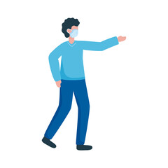 man wearing medical mask indexing character