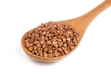 Buckwheat. Diet concept - Background texture of buckwheat - Macro shot of buckwheat texture.