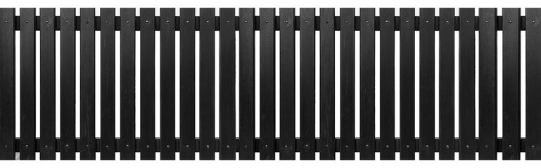 Panorama of Black hardwood fence isolated on a white background