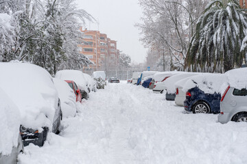 Nevada en Madrid, Mostoles. Calles bloqueadas durante semanas.