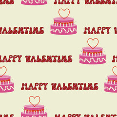 Cake on valentine's day repeat pattern print background