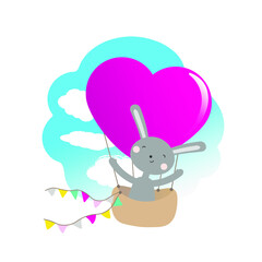 animal cartoon, art, baby, baby shower, balloon, birthday, bunny, card, cartoon, celebration, cheerful, childhood, children day, color, creative print, cute, cute bunny, design, doodle, drawing, easte