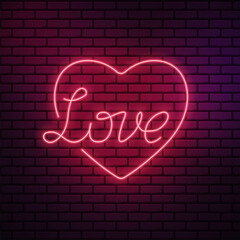 Neon valentine's day illustration with heart