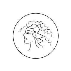 Beauty salon hairstyle logo. Beautiful lady portrait icon.