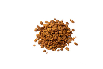 instant coffee grains isolated on white background
