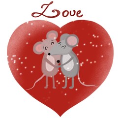 Valentine card with cute mice