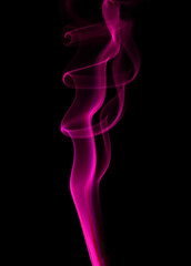 swirling movement of pink smoke group, abstract line Isolated on black background