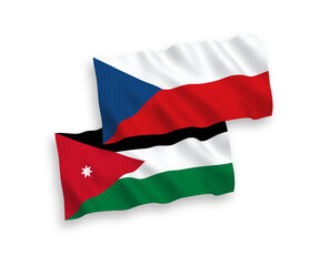 Flags of Czech Republic and Hashemite Kingdom of Jordan on a white background