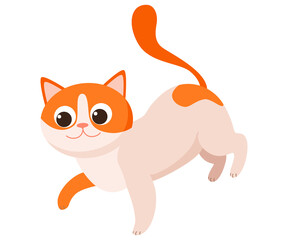 Funny Kitten with Red Spots Walking Vector Illustration