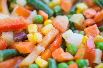 Frozen vegetables close up