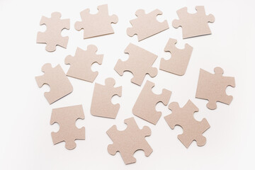 puzzles on a white background, cardboard puzzles   