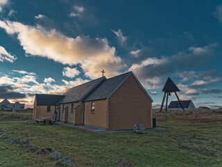 Fototapeta na wymiar Lildstrand tiny church in Thy rural Denmark