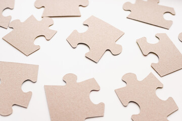 puzzles on a white background, cardboard puzzles   