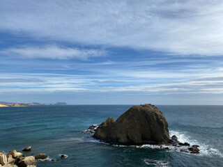 Landscape the Mediterranean Sea in Almería with clouds.
