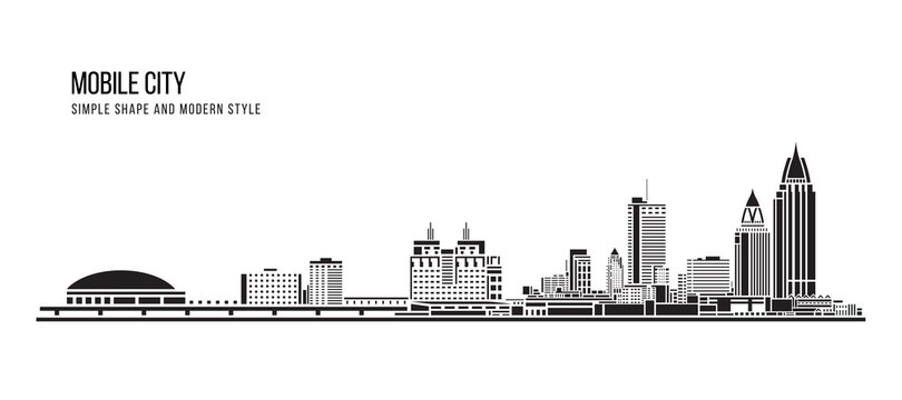 Cityscape Building Abstract Simple shape and modern style art Vector design - Mobile city