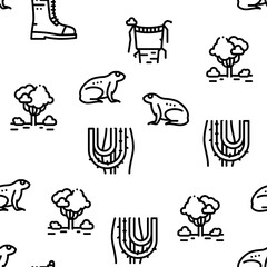 Jungle Tropical Forest Seamless Pattern Vector Thin Line. Illustrations