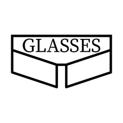 Glasses vector logo. Illustration on white background with inscription.