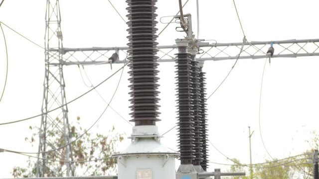 Footage of insulators at power station, View of insulator at power station India