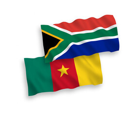 Flags of Cameroon and Republic of South Africa on a white background