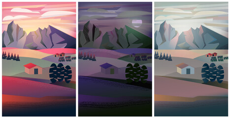 Collage of images of mountains during the day