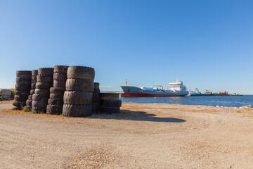 Cargo ships in the port