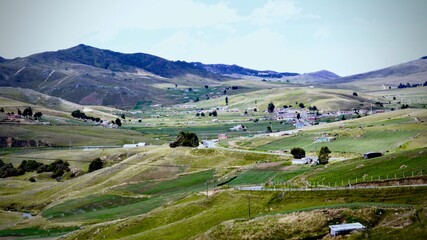 Obraz premium Paisaje, montaña, pueblo, cielo,