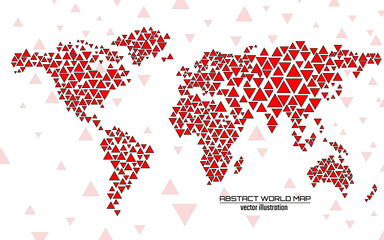 Abstract colorful geometric world map with triangles. Triangular background. Vector