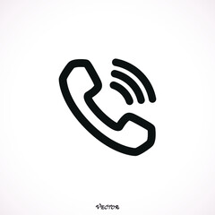 Phone icon in trendy flat style isolated on grey background. Handset icon with waves. Telephone symbol for your design, logo, 