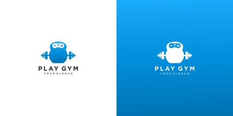 Joystick and barbell logo design
