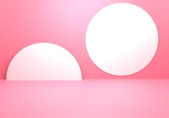 3d rendering of empty pink abstract minimal concept geometric background. Scene for advertising, cosmetic ads, showcase, presentation, website, banner, cream, fashion. Illustration. Product display