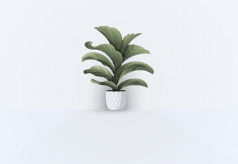 Leafy Plant on the Pot - stock vector