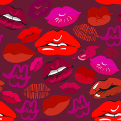 seamless pattern with lips