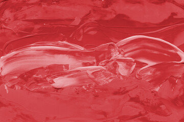 Modern contemporary acrylic background. Red texture made with a palette knife. Abstract painting on paper. Mess on the canvas.