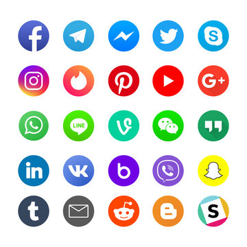 Popular social media app and messenger icons set