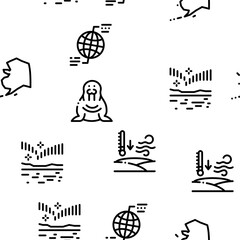 Arctic And Antarctic Seamless Pattern Vector Thin Line. Illustrations