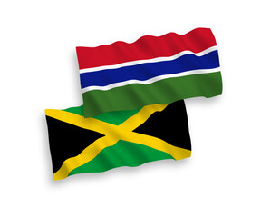 Flags of Jamaica and Republic of Gambia on a white background