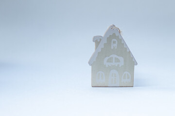 wooden house, toy on a white background
